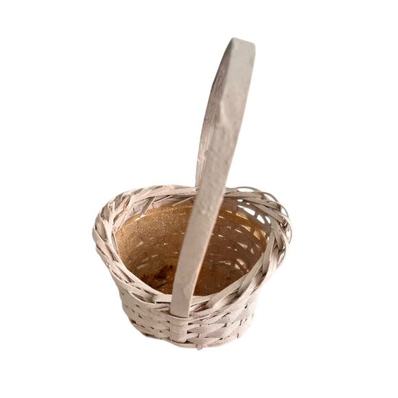 Vintage Set of 3 Wicker mini Pots Baskets Plants White Farmhouse - Picture 5 of 9